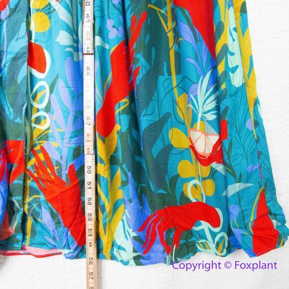 Hutch Rigby Tropical Floral Tie Waist Button Front Maxi Shirt Dress, size S - Picture 10 of 16
